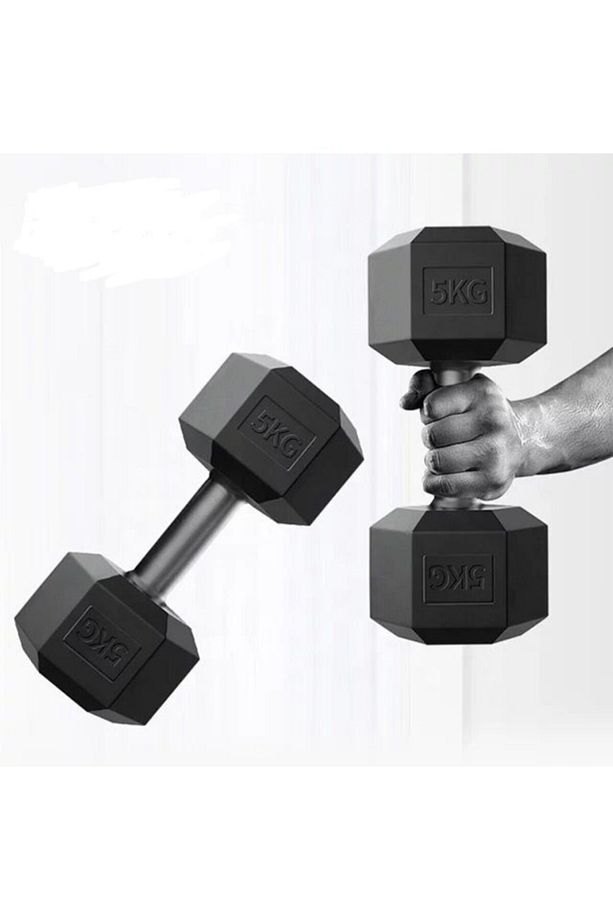 Plastik Plastik Köşeli Dambıl Set - Dumbbell Set 2x5 Kg 2 x 5 Kg Çok Renkli Dambıl Seti - 2