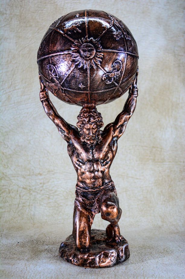 Yunan Tanrısı Atlas Büyük Boy Bronz Heykel Biblo - 1