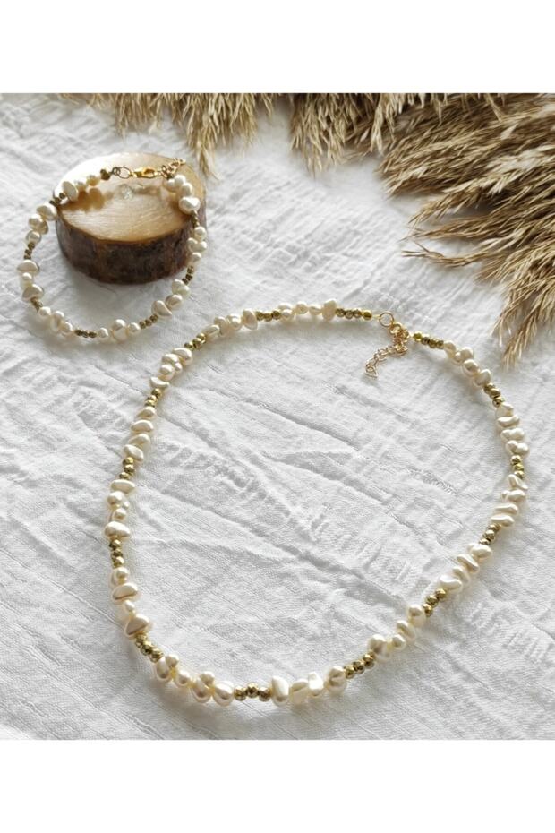 Baroque Pearl Short Necklace and Bracelet Set