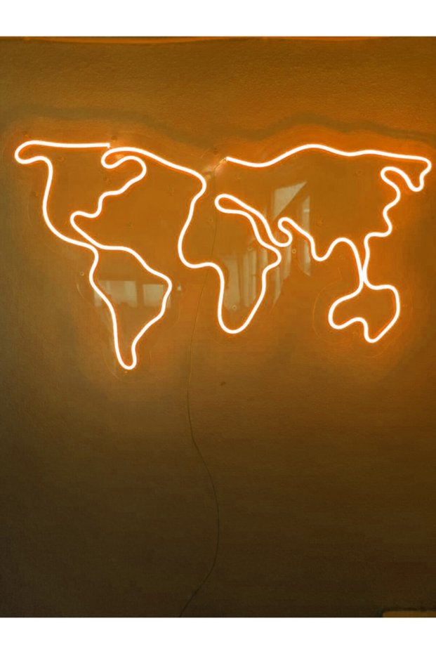 World Map Neon Sign Neon Led Decorative Wall Lighting Neon Wall Decoration 66X38Cm