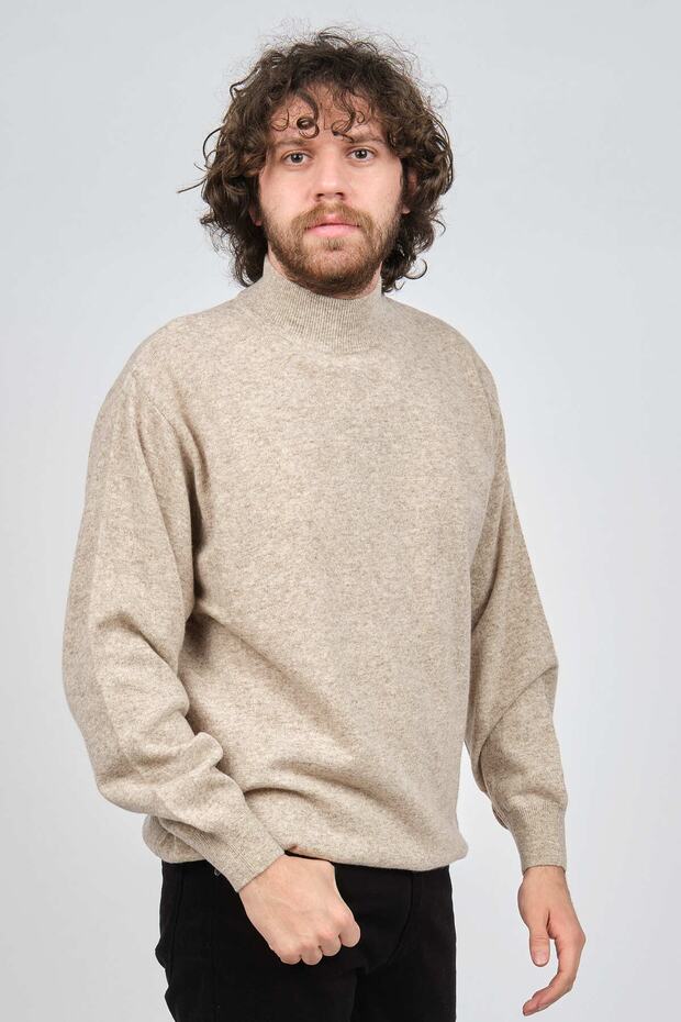 Men's Lambswool Half Fisherman Sweater 0593161 Beige