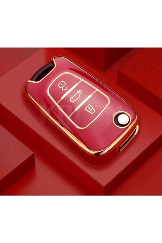 حافظة مفاتيح حمراء من مادة Kia-hyundai Tpu