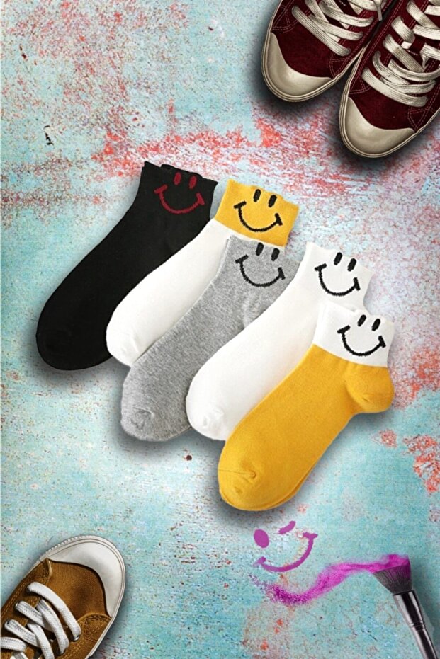 5 Pairs Women's Smiling Faces Socks Set