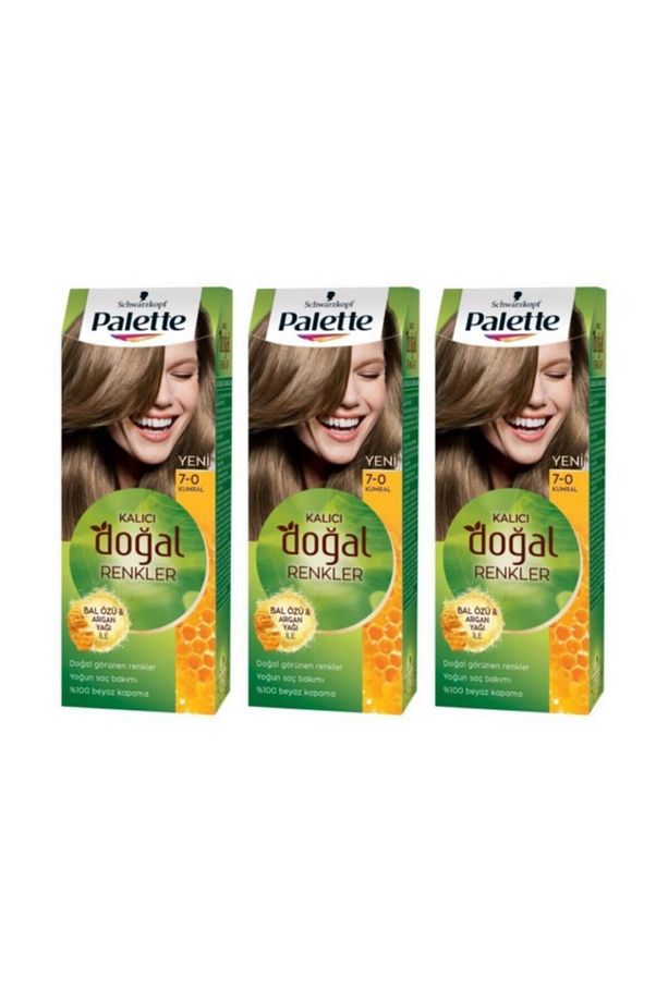 Kalıcı Doğal Renkler Saç Boyası 7-0 Kumral 3 Paket - 1