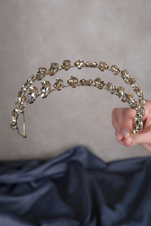 Alpha Shuttle Glass Crystal Stone Bridal Henna Crown