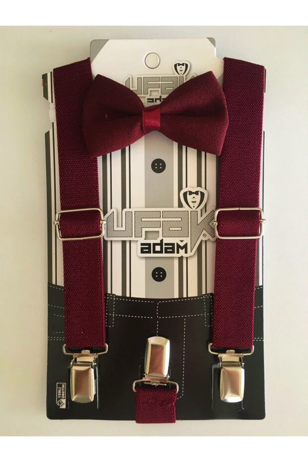 Bow Tie Trouser Strap Claret Red