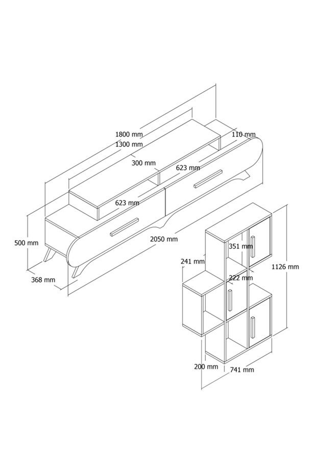 Flora Duvar Raflı Tv Ünitesi - 5