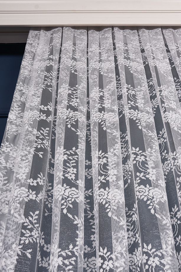 Çiçek Desenli Örme Tül Perde 250x250 cm, 1/3 Sık Pile - 5