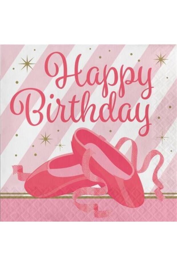Sparkling Ballerina Theme Happy Birthday Napkin 16 Pieces