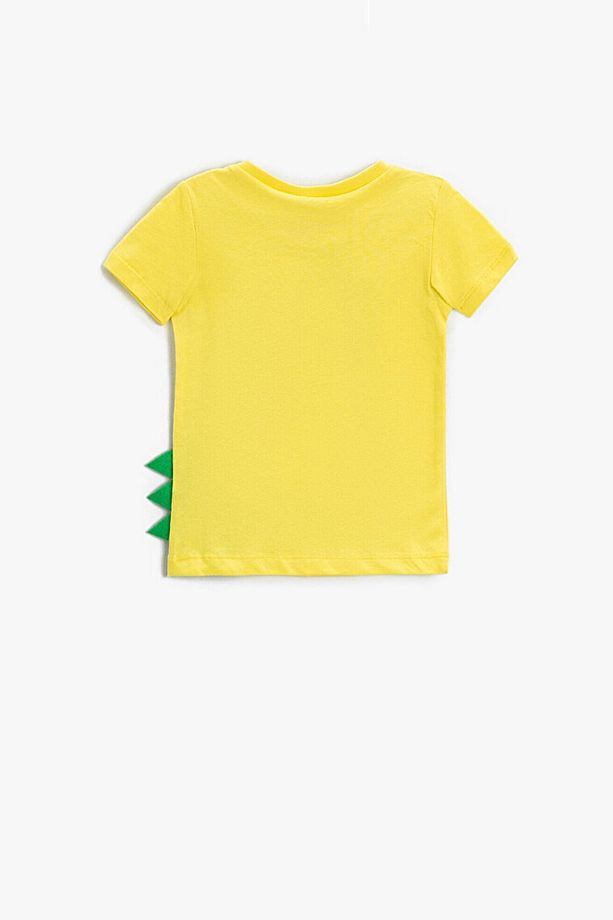 Erkek Bebek Dinozor Baskılı Kısa Kollu Sarı Tişört 2ymb18882ok - 3