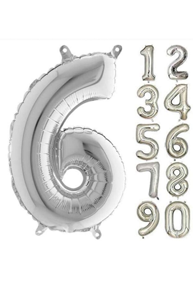 6 Years Number Foil Balloon Silver Silver 100 Cm, Birthday, Birthday, Party, Special Day, Surprise, Gift