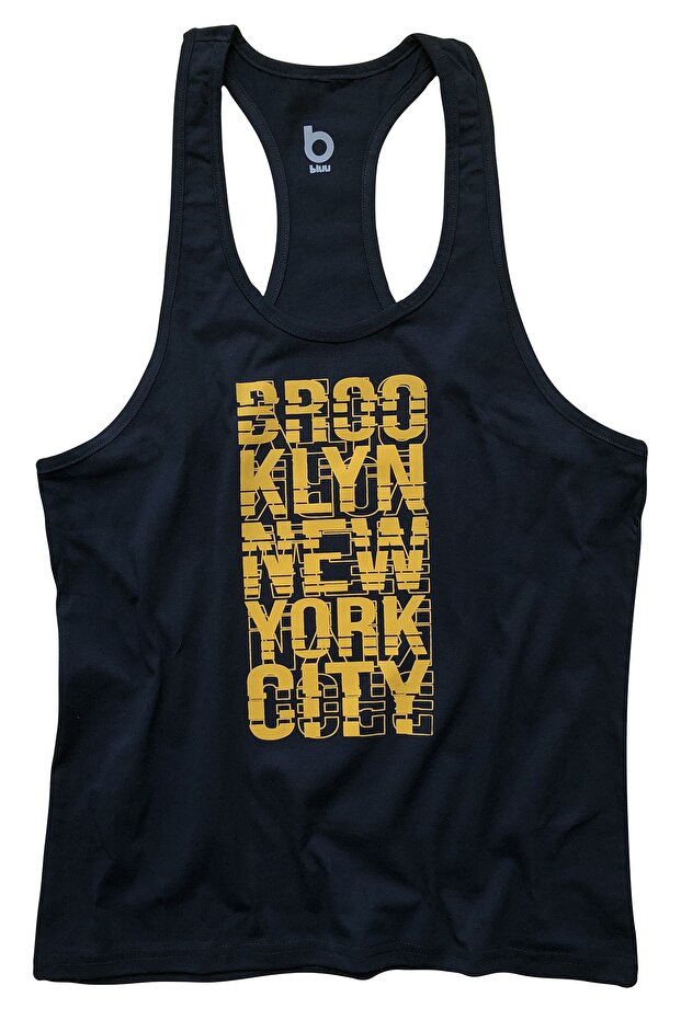 Men's Navy Blue Fitness Gym Tank Top Athlete Undershirt