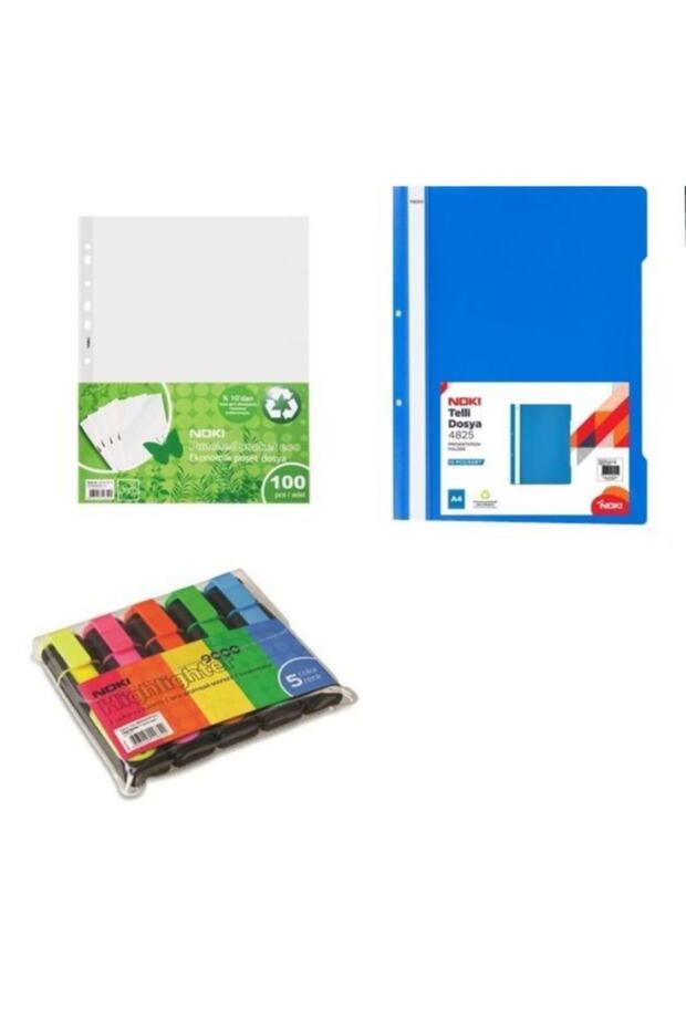 Telli Dosya+ Eco Poşet Dosya+ 5li Fosforlu Kalem - 1