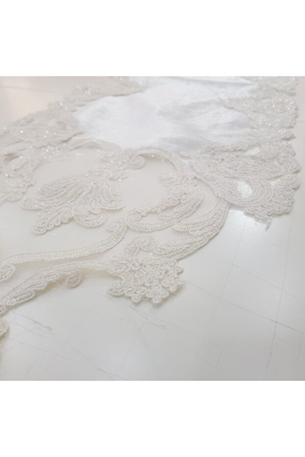 Krem Fransız Dantel Runner - 1