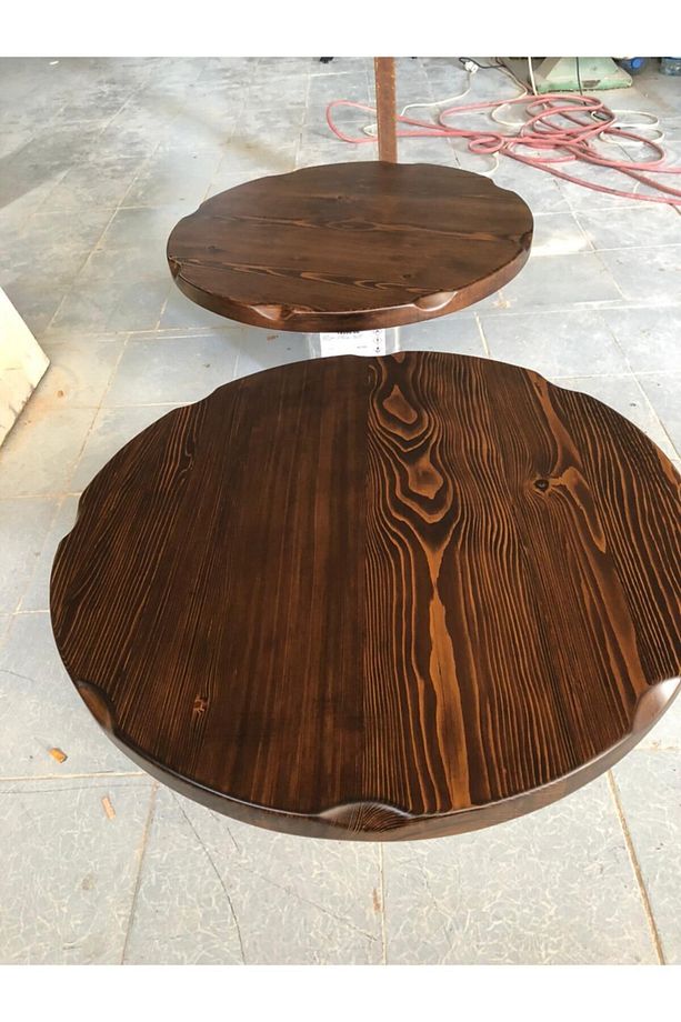 Kahverengi Yuvarlak Kütük Masa Üstü Çap 70 cm - 2