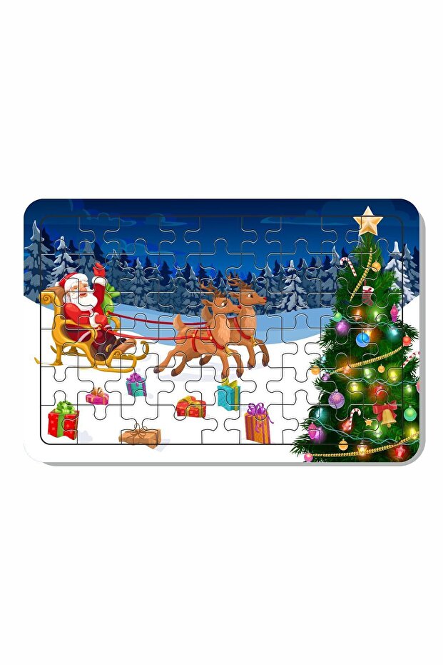 54 Piece Wooden Puzzle Christmas Santa Claus And Deer