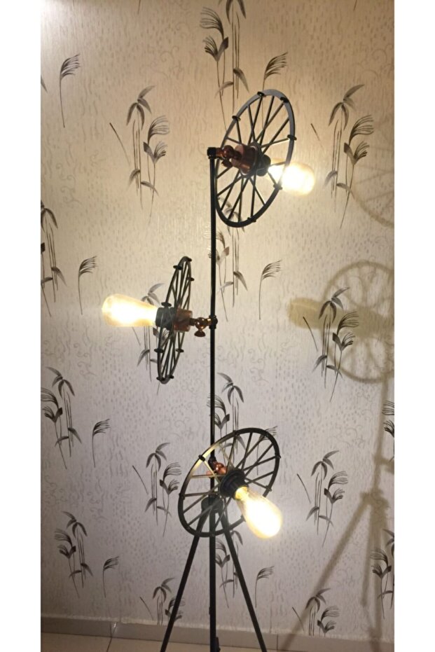 Retro Rustik Üçlü Üç Ayak Lambader Köşe Lambası - 3