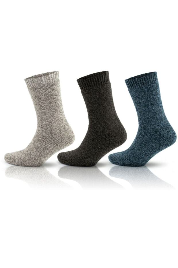 Norveç Tipi Havlulu Yünlü Kışlık Soft Termal Çorap 3 Çift 2038 - 1