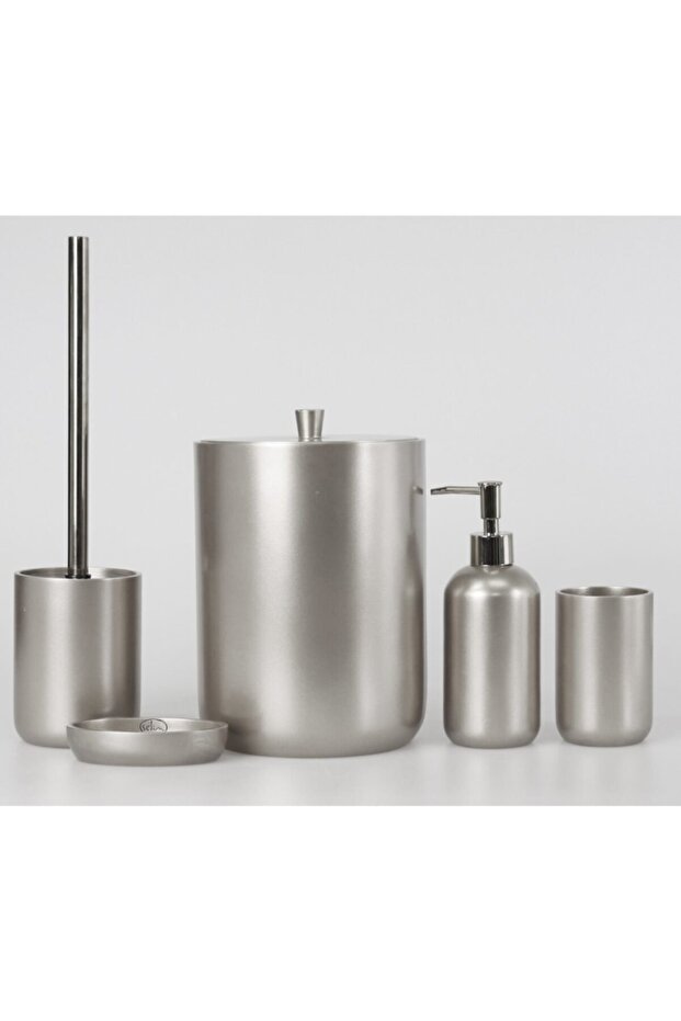 Selim Polyester 5 Parça Banyo Seti Elegance Gümüş - 2