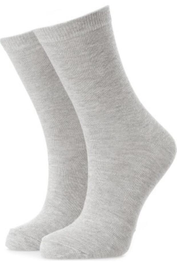 Men's Gray Long 100% Cotton Socks 12 Pieces