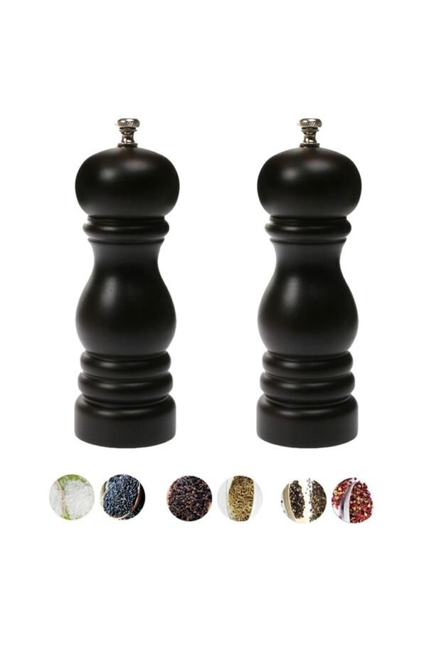 2 Pieces - Wooden Salt Pepper Grinder Mill, 2 Stages Fine-Thick Pepper Shakers Spice Grinder Salt Shaker