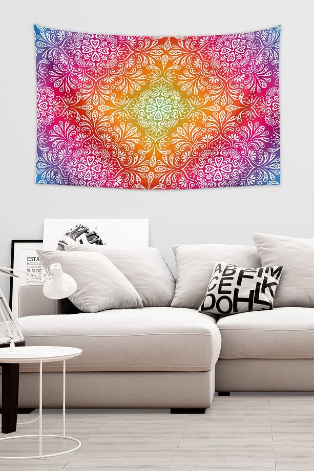 Renkli Mandala Duvar Örtüsü Halısı 70 X 100 Cm - 1