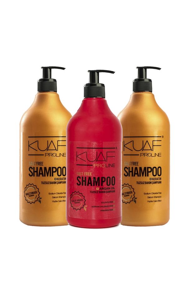 Tuzsuz Keratin Şampuan 1000ml 2 Adet Tuzsuz Argan Yağlı Şampuan 1000ml 1 Adet - 1