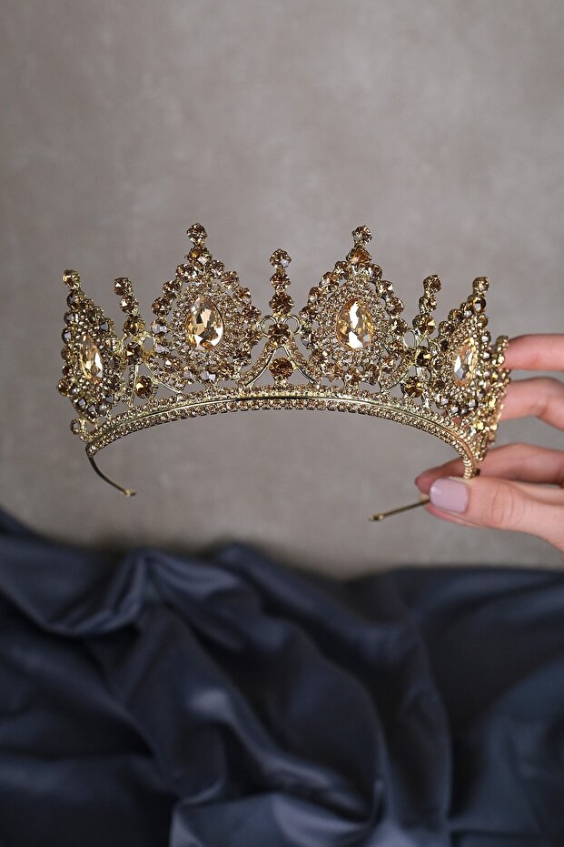 Ahu Drop Crystal Jewelled Bridal Henna Crown
