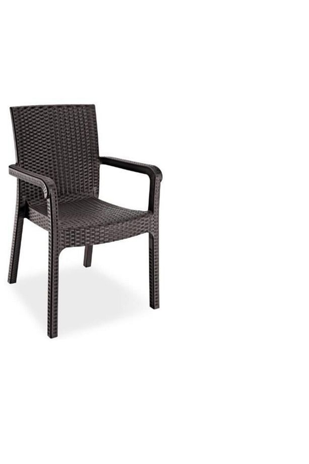 Markiz Kollu Rattan Koltuk Sandalye Bahçe 4 Adet Kahverengi - 5