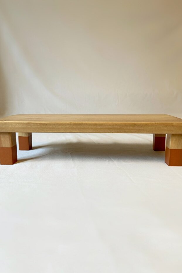 حامل عرض مستطيل بلون الجوز الخشبي - 1