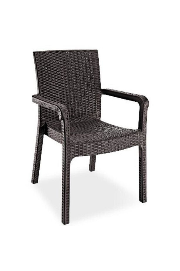Markiz Kollu Rattan Koltuk Sandalye Bahçe 4 Adet Kahverengi - 4