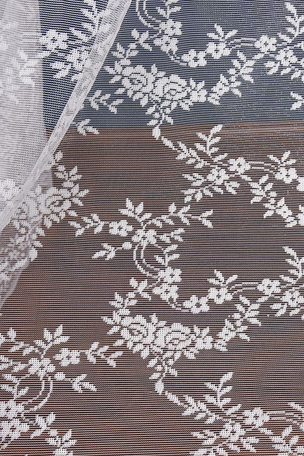 Çiçek Desenli Örme Tül Perde 250x250 cm, 1/3 Sık Pile - 6