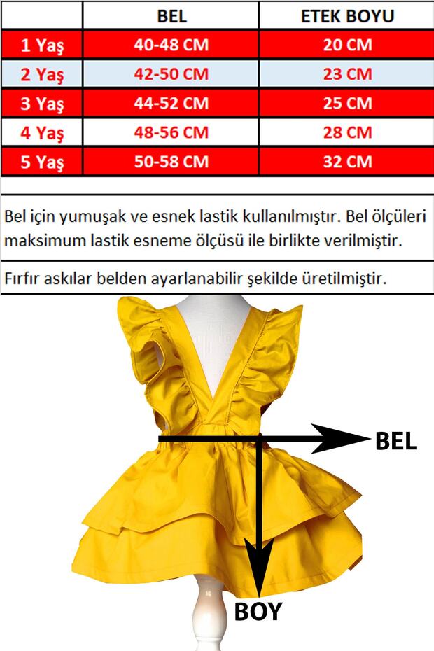 Çocuk Sarı Fırfır Askılı Elbise - 4
