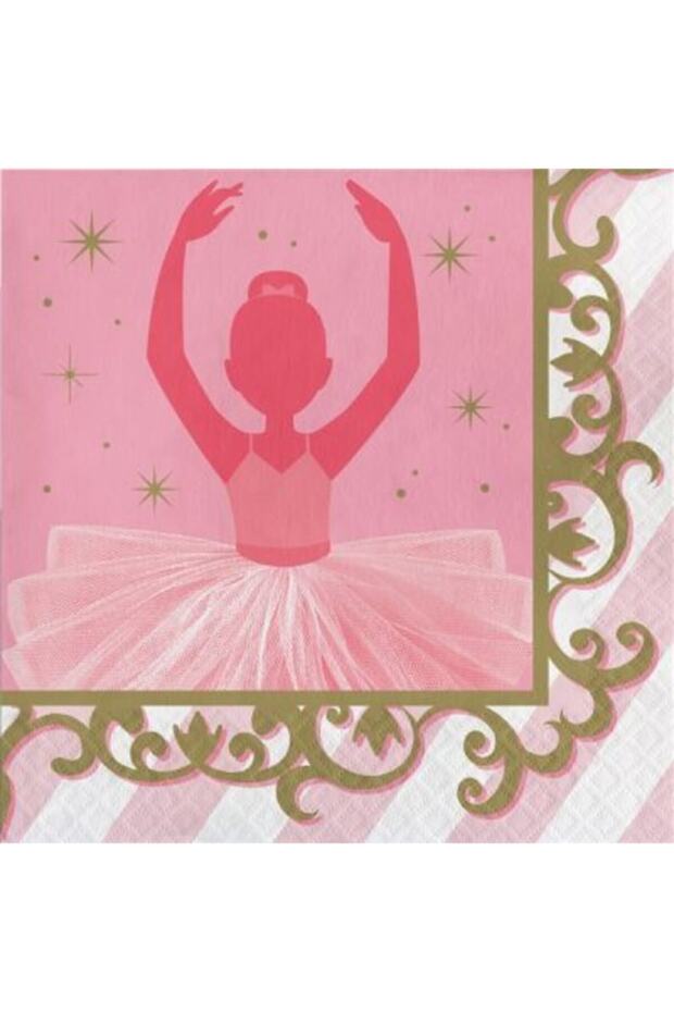 Glittering Ballerina Theme Napkin 16 Pieces