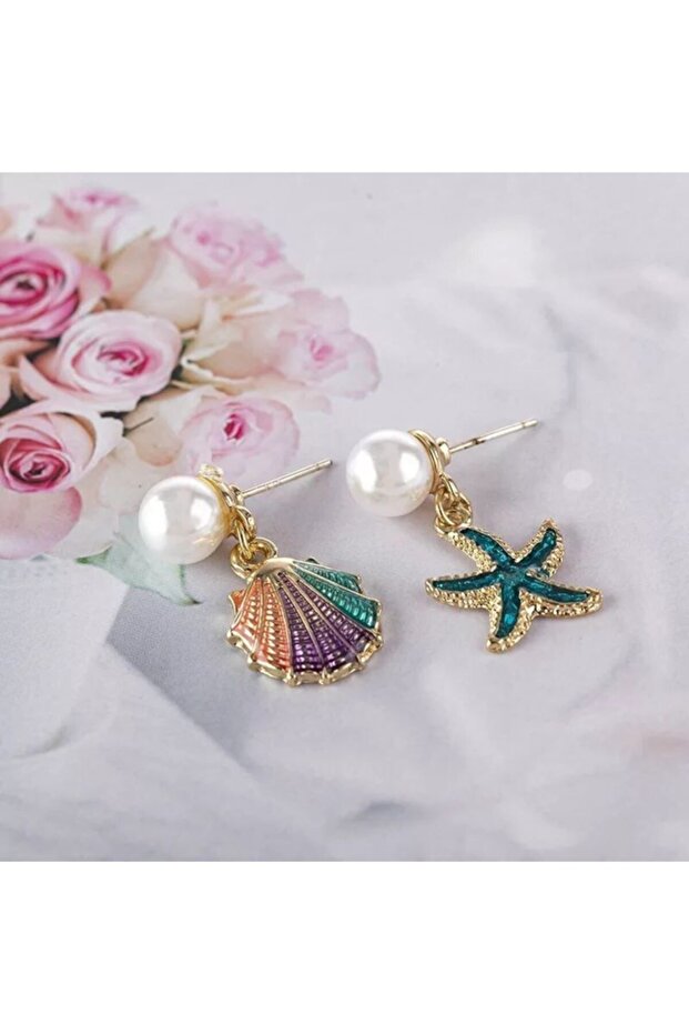 Shell Star Gold Küpe - 4