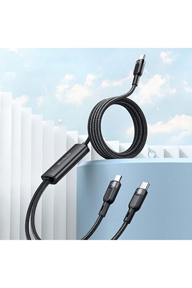 Ca-8780 2in1 100w Type-c To Lightning & Type-c Data-şarj Kablosu 5a 1.2m-siyah - 2