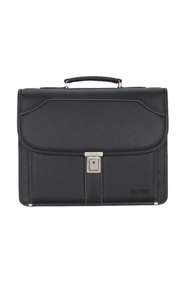 Black Briefcase With Shoulder Strap Lock Mechanism 15.6 Inch Laptop Compartment