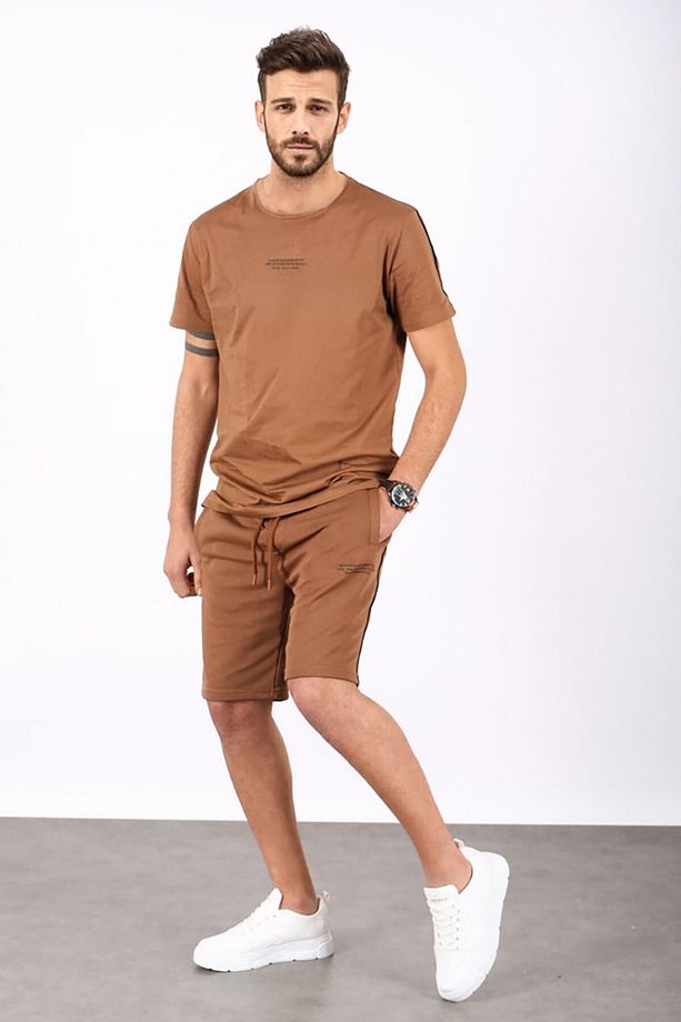 Kahverengi Oversize Erkek Şort Takımı 5376 - 3