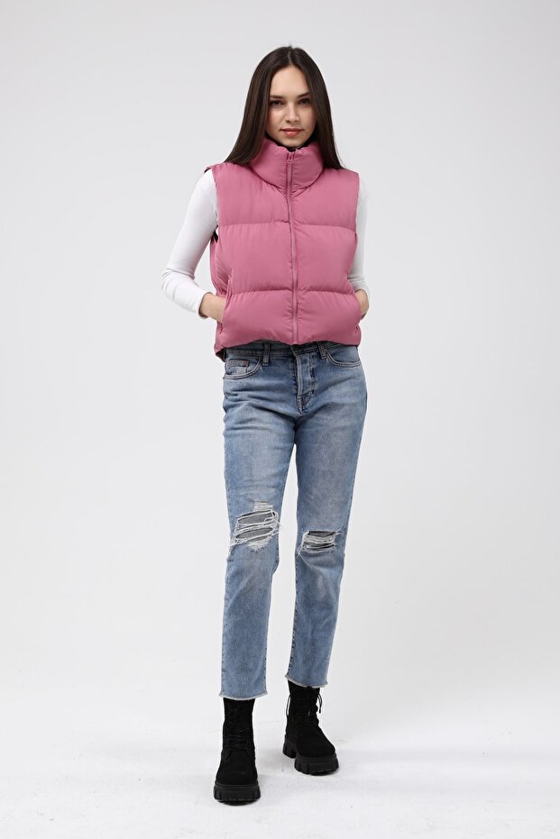 Kadın Gül Kurusu Şişme Yelek - 4