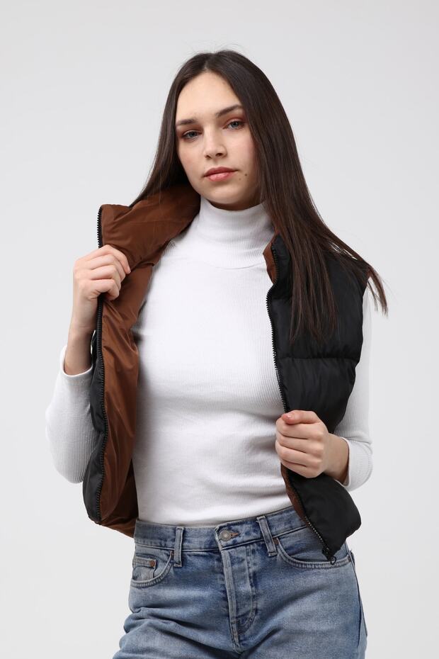 Kadın Siyah Şişme Yelek - 8