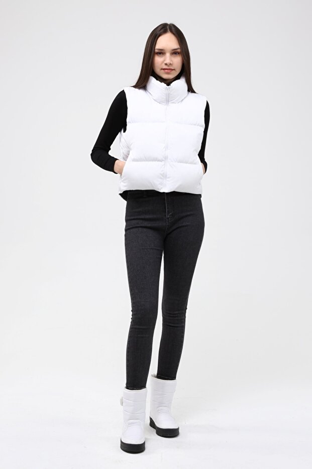 Weiße Pufferweste für Damen - 3