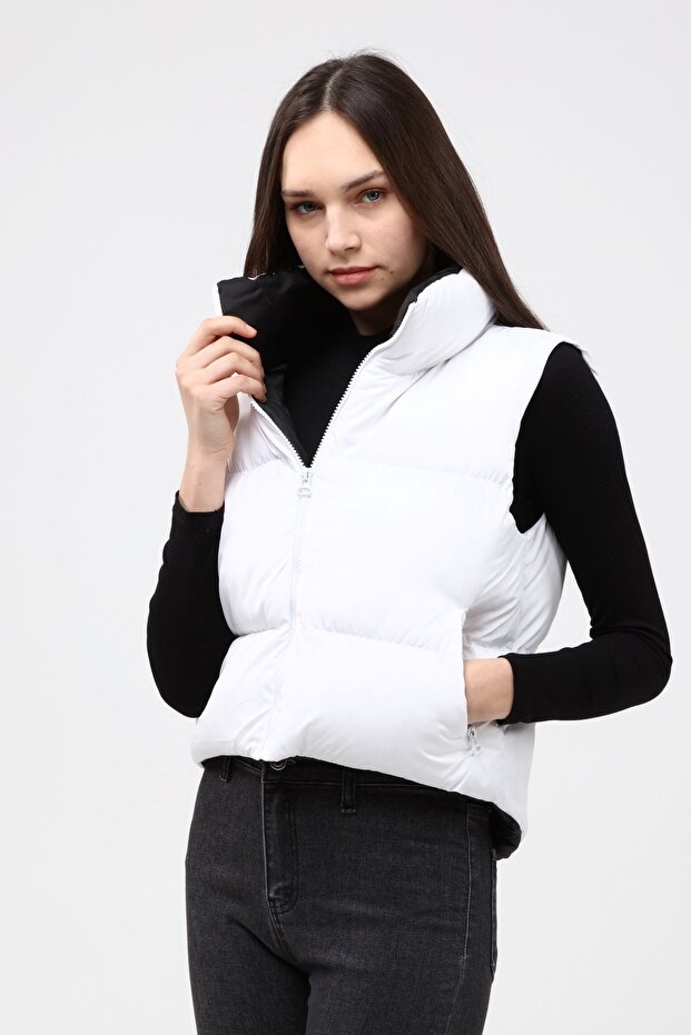 Weiße Pufferweste für Damen - 7