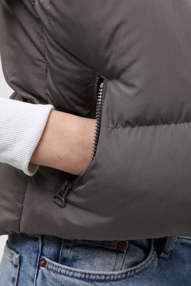 Kadın Gri Şişme Yelek - 12