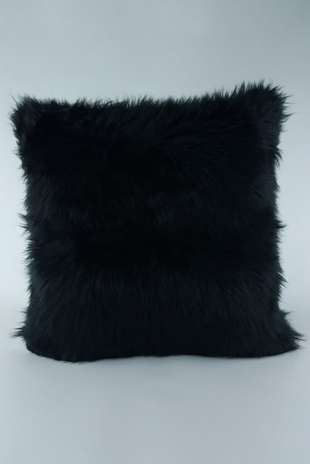 Plush Throw Pillow Cover Black Color