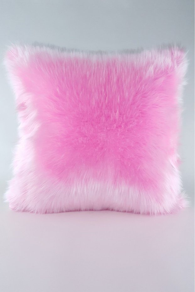 Plush Square Throw Pillow Case - Pink