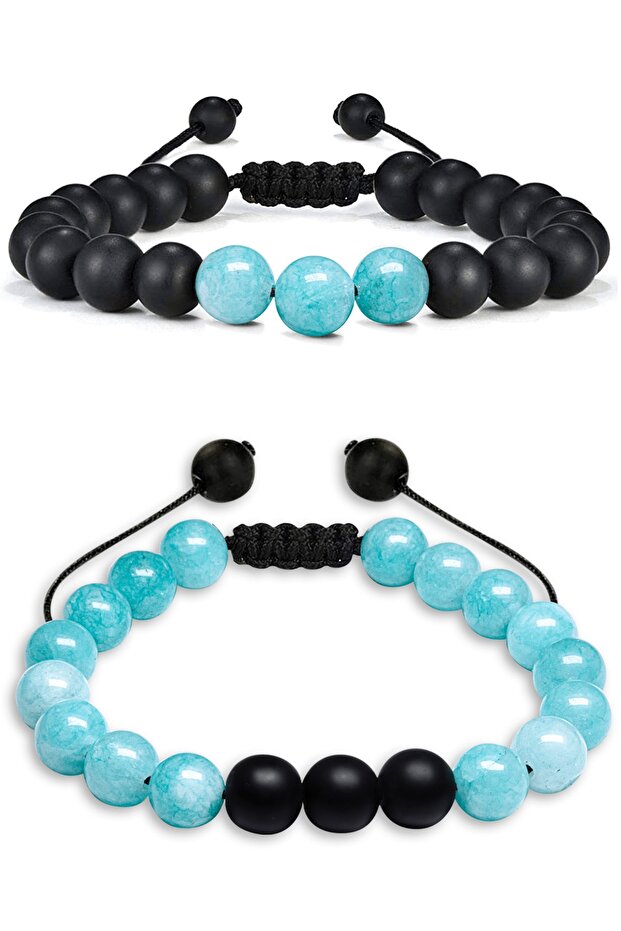 Certified Aquamarine Stone Double Natural Stone Bracelet Set