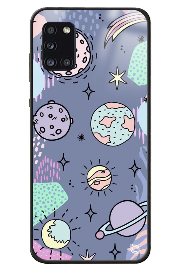 حافظة هاتف لامعة منقوشة بتصميم Space Premium متوافقة مع هاتف Galaxy A31