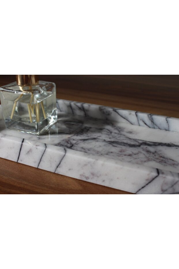 صينية رخامية مستطيلة للعرض، صينية زخرفية متعددة الأغراض، رخام أرجواني - 3