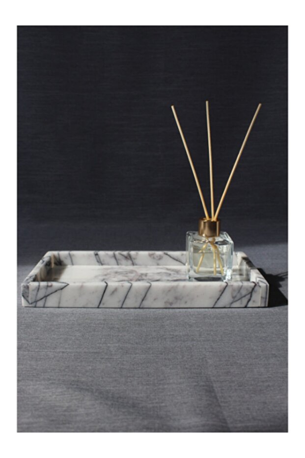 صينية رخامية مستطيلة للعرض، صينية زخرفية متعددة الأغراض، رخام أرجواني - 5