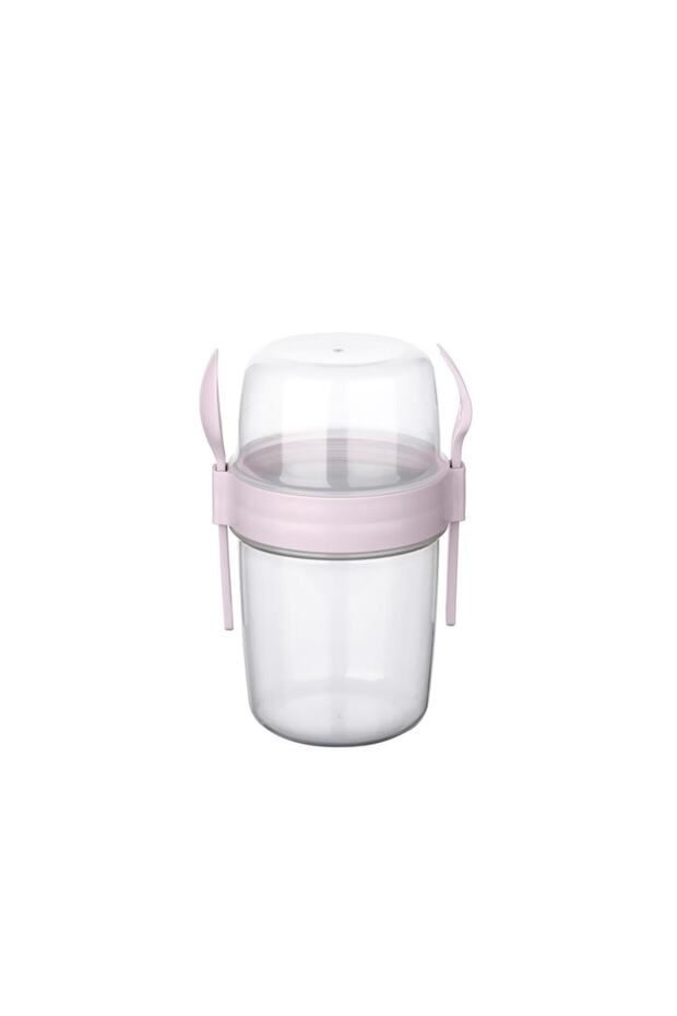 Take''N'' Go Muesli Container with Spoon and Fork 1100ml Pink - 1